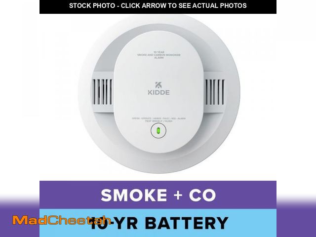 Lot 74-12360885 - Kidde 10-Year Battery Powered Smoke and Carbon Monoxide Detector with Alarm LED Warning Lights and V...