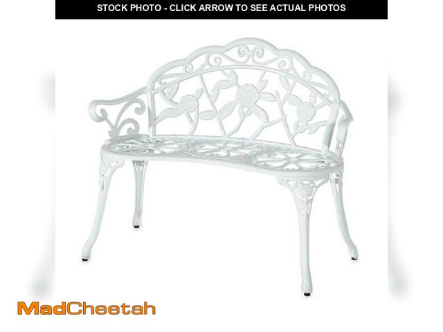 Lot 74-12746700 - Patio Premier White Cast Aluminum and Cast Iron Rose Garden Park Bench - UNUSED