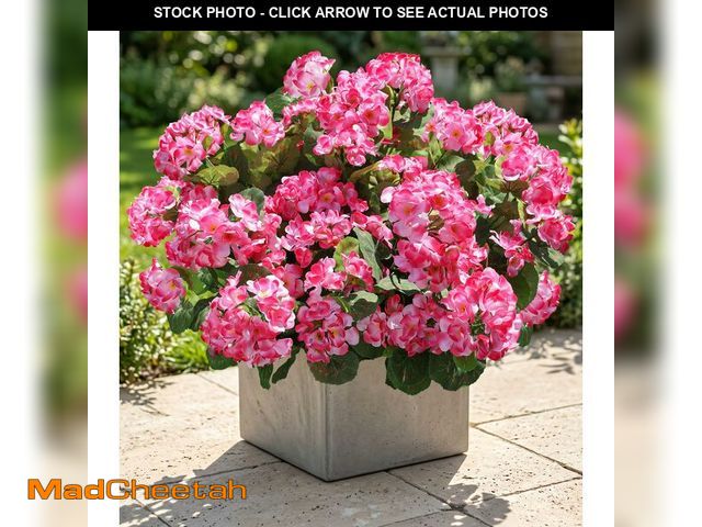 Lot 74-14144724 - Artificial Geranium Fake Flowers for Outdoors Decoration, 6 Bundles Silk Geraniums Pink Flower UV Re...