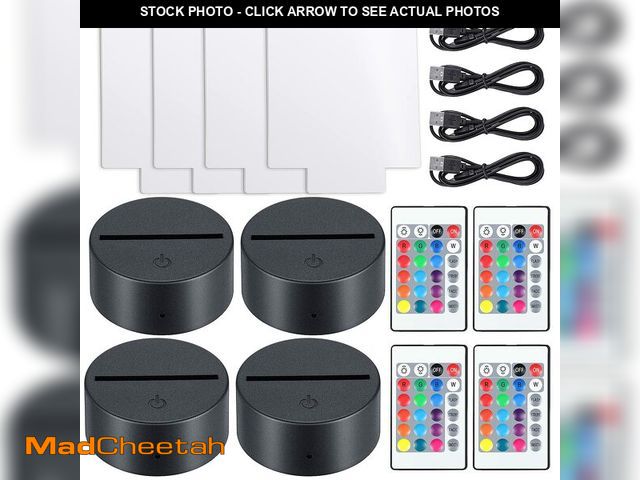 Lot 74-13570224 - Honoson 4 Set 3D Christmas Night Light Kit with Remote, 16-Color Base for Acrylic Sheets, 4 Modes fo...