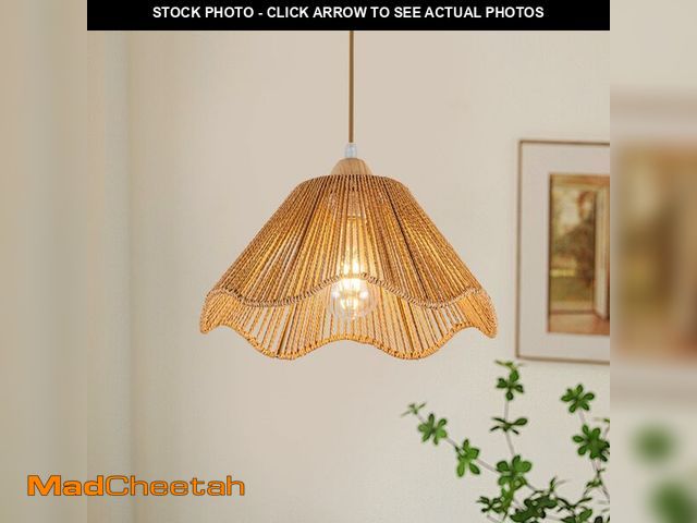 Lot 74-14434400 - Zswanbei D12.5 Inch Boho Light Fixtures Boho Rattan Pendant Light Flush Mount Mini Chandelier Woven ...