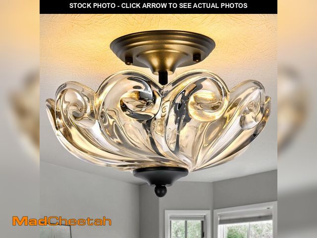 Lot 74-12973335 - HuixuTe Modern Semi Flush Mount Ceiling Light, 3-Light Black Close to Ceiling Light Fixture with Cog...