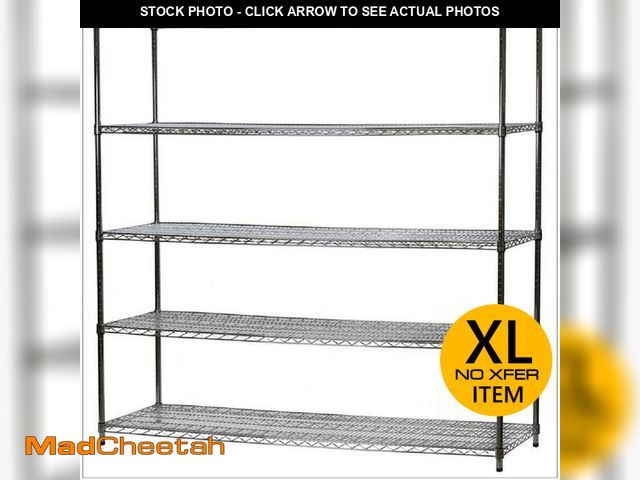 Lot 74-13604958 - HDX 5-Tier Commercial Grade Heavy Duty Steel Wire Shelving Unit in ChromeMax (72 in. W x 72 in. H x ...
