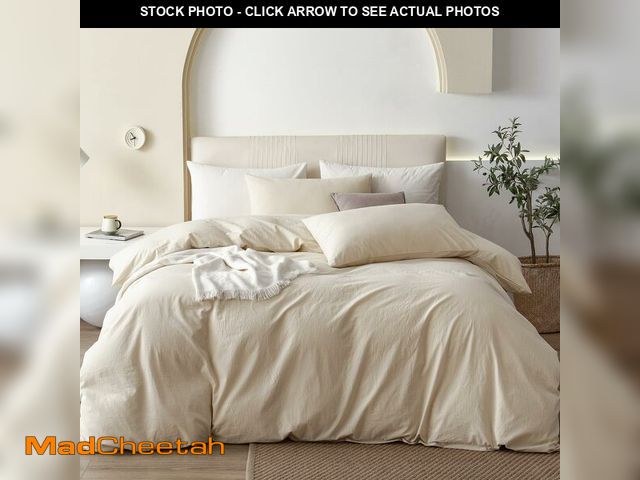 Lot 74-12973736 - JIYUAN 100% Washed Cotton Duvet Cover Set 2 Pieces Twin, 1 Duvet Cover 68x90 Inches(Comforter Not In...
