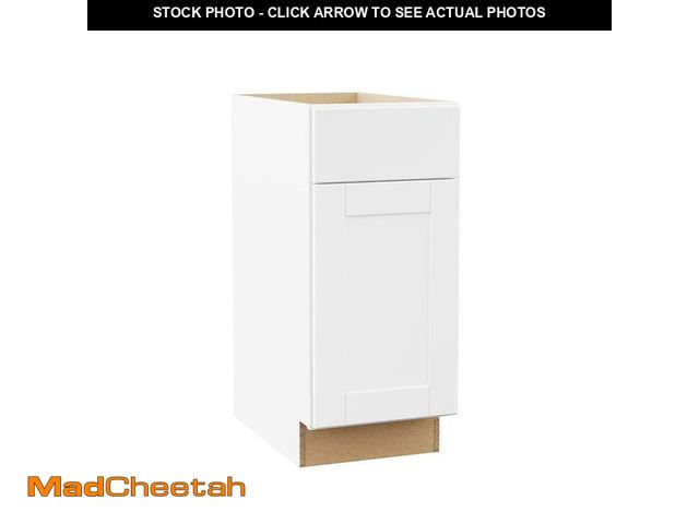 Lot 74-13648093 - Hampton Bay Shaker 15 in. W x 24 in. D x 34.5 in. H Assembled Base Kitchen Cabinet in Satin White - ...