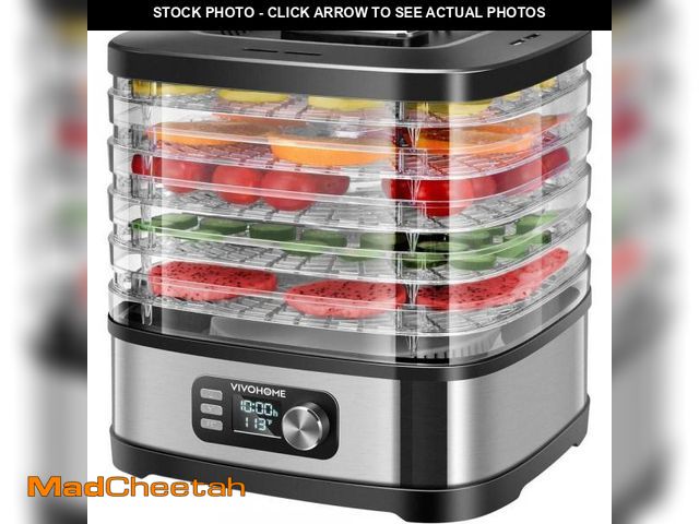 Lot 74-12032570 - VIVOHOME 5-Tray Silver Electric Food Dehydrator with 72H Digital Timer and Temperature Control - UNU...