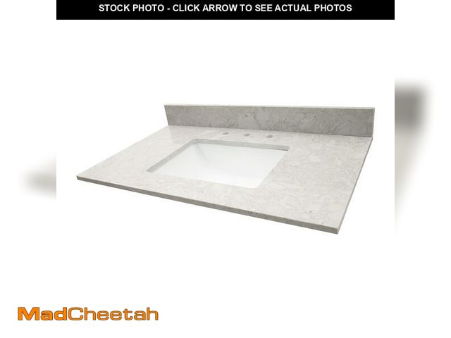 Lot 74-13638364 - MSI Drifting Fog Vanity Top with Under Mount Rectangle Ceramic Sinks, Engineered Marble Stone, 4" CC...