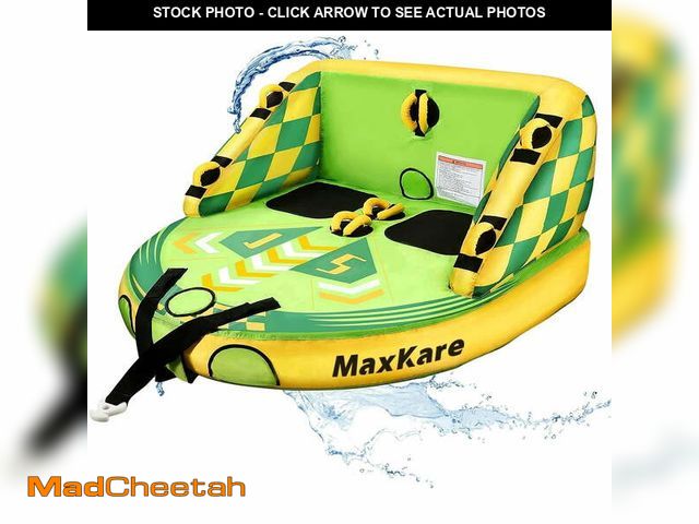 Lot 74-14309904 - MaxKare Inflatable Towable Tube for Boating Waterskiing with EVA Foam Seat Pads, Towables for 1-2 Pe...