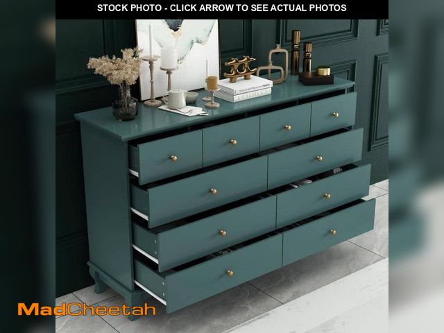 Lot 74-12172689 - FUFU&amp;GAGA Blue 10-Drawers 55.1 in. W Wood Chest of Drawer Cupboard Sideboard with Paint Finish, ...