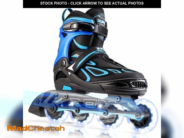 Lot 74-14205343 - 2PM SPORTS Vinal Boys Adjustable Flashing Inline Skates, All Wheels Light Up, Fun Illuminating Skate...