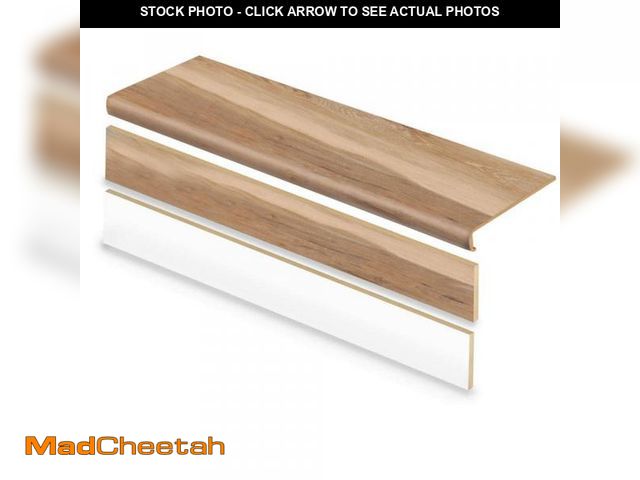Lot 74-12413931 - Cap A Tread Lathem Pine 47 in. L x 12.15 in. W x 2.28 in. T Vinyl Overlay Stair Tread and Reversible...