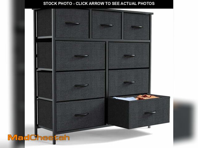 Lot 74-13817645 - edx 9 Drawer Fabric Dresser for Bedroom, Chest of Drawer Organizer Storage Cabinet for Closet, Entry...