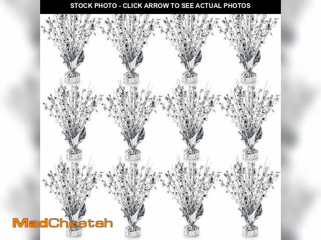 Lot 74-14342107 - ZOOFOX 12 Pack Metallic Foil Spray Centerpiece, Glitter Silver Star Table Decoration, Burst Table Ce...