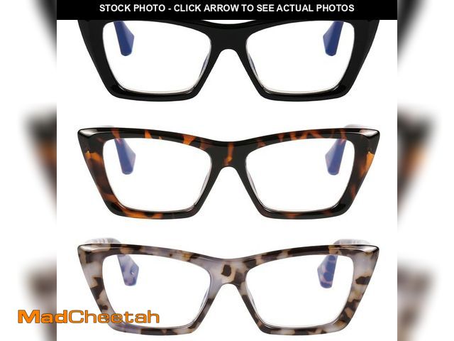 Lot 74-13542221 - DOOViC 3 Pack Fashion Reading Glasses for Women Trendy Cat Eye Blue Light Blocking Computer Readers ...