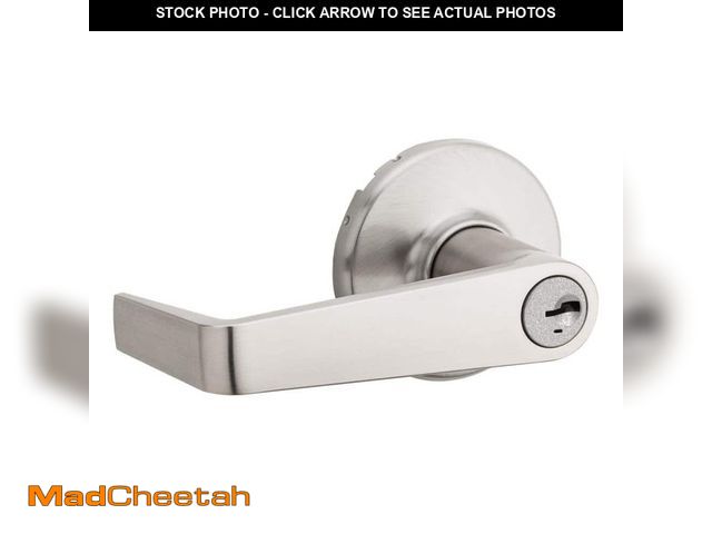 Lot 74-14369779 - Kwikset Kingston Satin Nickel Round Keyed Entry Reversible Door Lever featuring SmartKey Security - ...