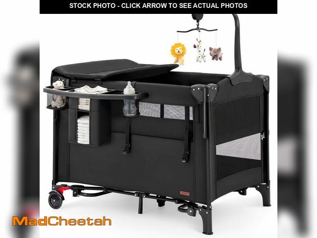 Lot 74-14369663 - HARPPA 5-in-1 Baby Bassinet with Playard &amp; Changing Table for Infants, Black - UNUSED