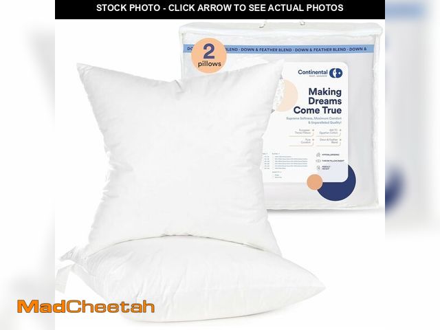 Lot 74-12695468 - Continental Bedding Throw Pillow Insert - Down and Feather Filled Decorative Cushion for Sofa, Couch...