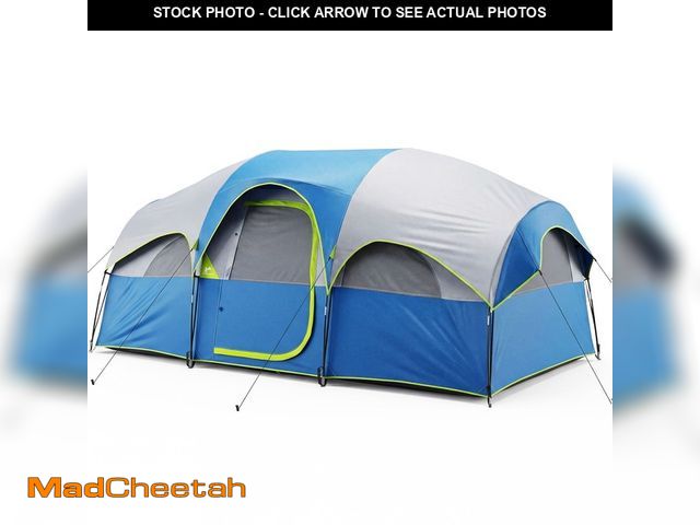 Lot 74-14352643 - Sweetcrispy 8-Person Waterproof Dome Camping Tent with Room Divider and Rainfly for Family Blue - UN...