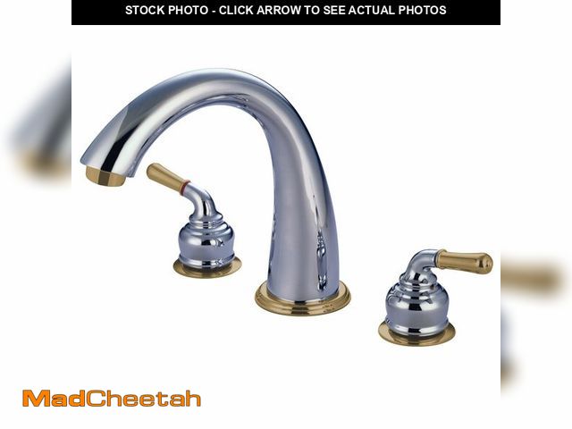 Lot 74-13626663 - Kingston Brass KS2364 Naples Roman Tub Filler, Polished Chrome and Polished Brass,8-Inch Adjustable ...