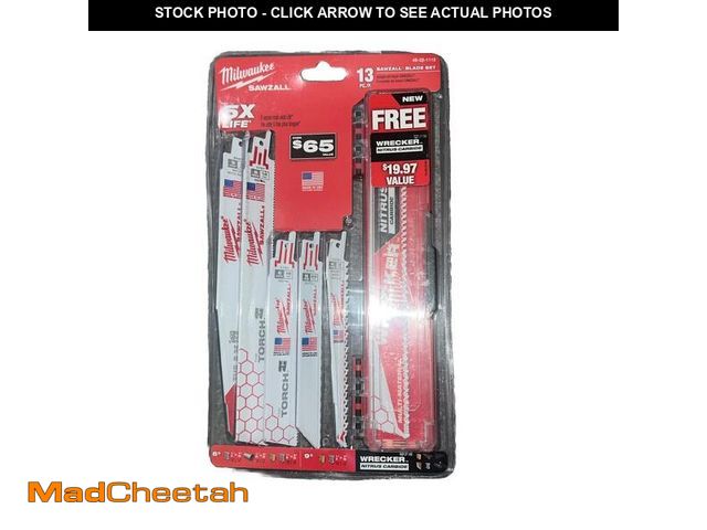 Lot 74-14321913 - Milwaukee SAWZALL Demolition Wood and Metal Cutting Reciprocating Saw Blade Set (13-Piece) w/ 9 in. ...