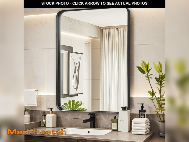 Lot 74-13836245 - Rosynee Black Wall Mirror for Bathroom - 28x36 Inch Black Vnaity Wall Mirror Over Sink, Metal Matte ...