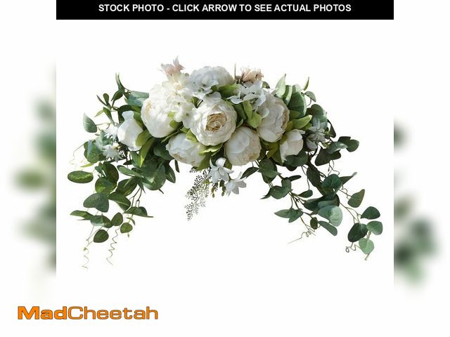 Lot 74-14209313 - H&amp;S BRIDAL Wedding Arch Flowers, 30 Inch Rustic Artificial Floral Swag for Door Lintel, Green Le...
