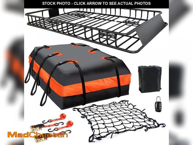 Lot 74-12165131 - MeeFar Roof Rack Carrier Basket Universal Rooftop 65" X 39" X 6" Large Size Roof Rack + Waterproof B...