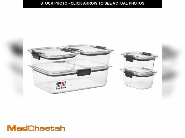 Lot 74-12977362 - Rubbermaid Brilliance Food Storage Containers, Set of 5 (10 Pieces), BPA-Free, Leak-Proof, Clear - U...