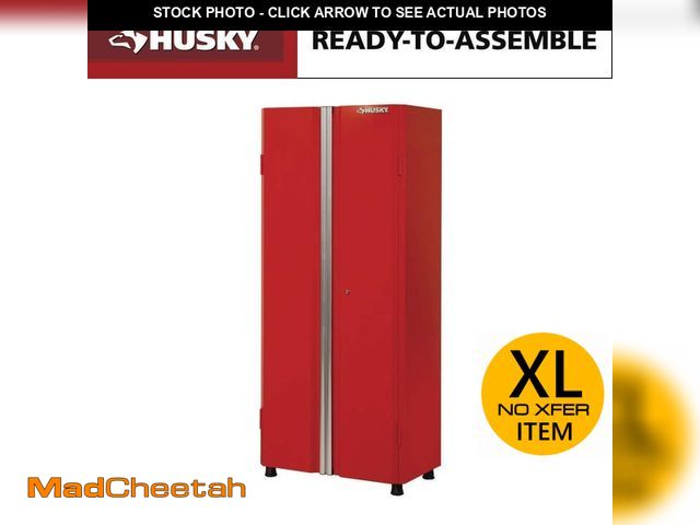 Lot 74-13420812 - Husky Ready-to-Assemble 30.5 in. W x 72 in. H x 18.3 in. D 24-Gauge 3-Shelf Steel Freestanding Cabin...