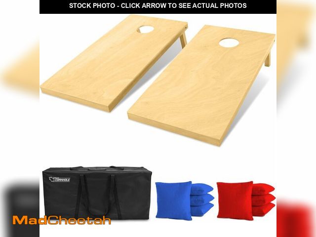 Lot 74-14250820 - GoSports Solid Wood Premium Cornhole Set - Choose Between 4 Feet x 2 Feet or 3 Feet x 2 Feet Game Bo...