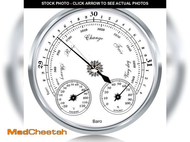 Lot 74-14056707 - Aowutus Outdoor Barometer Thermometer Hygrometer - 5in Weather Station, Home Wall, Fishing Boat, Bab...