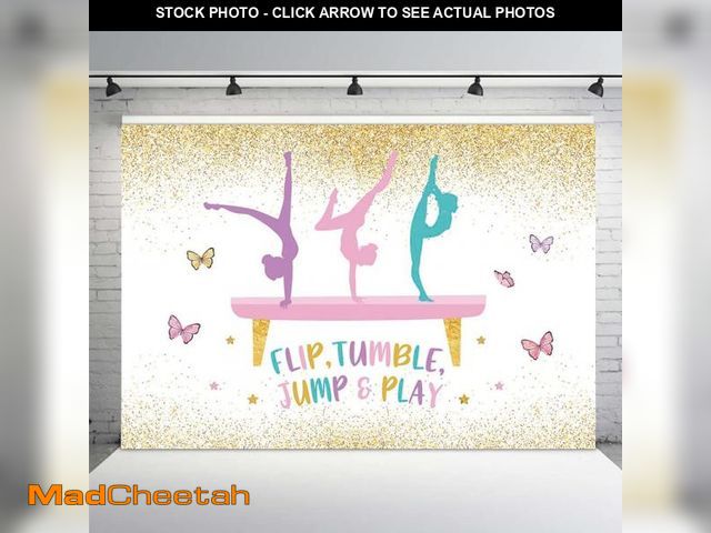 Lot 74-12439314 - MEHOFOND Gymnastics Birthday Backdrop for Girls Gymnasts Flip Tumble Jump and Play Party Decor Suppl...