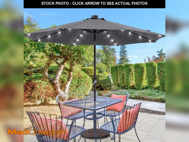 Lot 74-12532913 - (MISSING EXTENSION ,LED LIGHT) JOYESERY 9 ft. Solar LED Market Patio Umbrellas with Solar Lights and...