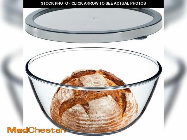 Lot 74-14380210 - EWAFILU 4.7QT Large Glass Mixing Bowl with Lid, Clear Glass Salad Cooking Bowls for Sourdough, Salad...