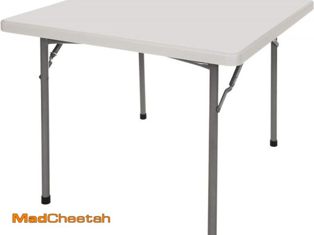 Lot 74-12098403 - OEF Furnishings 36" Square Heavy Duty Folding Table, Light Grey - Indoor/Outdoor Durable Plastic Tab...