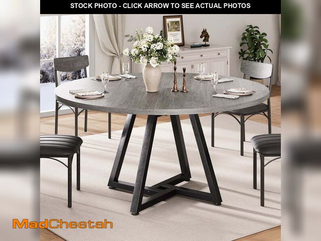 Lot 74-14604861 - Hijob 47in Round Dining Table for 4, Kitchen Dining Room Circle Dinner Pedestal Table,Kitcen Table S...