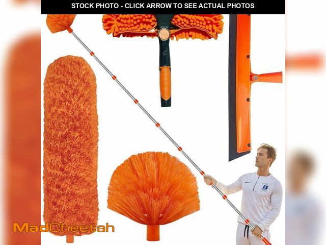 Lot 74-12668163 - 20+ Foot Reach High Ceiling Duster Kit &amp; Window Cleaning Kit | 3-14 ft Telescopic Pole with Wind...