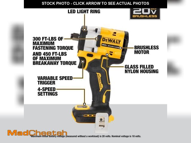 Lot 74-14363454 - DEWALT ATOMIC 20V MAX Cordless Brushless 1/2 in. Variable Speed Impact Wrench (Tool Only) - USED