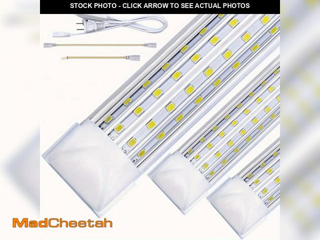 Lot 74-12489305 - (6-Pack) 8ft LED Shop Light Fixture, 120W 19500LM 6000K, Cold White, U Shape, Clear Cover, Hight Out...