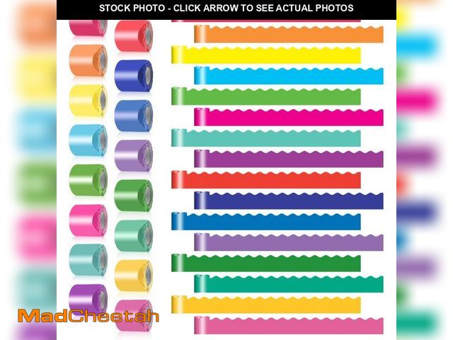 Lot 74-12212103 - 16 Rolls 524.8 Ft Colorful Bulletin Board Borders Set - Bright Scalloped Trim for Classroom Decor, O...
