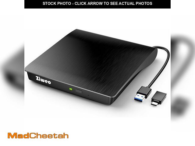 Lot 74-14155410 - Ziweo External CD DVD Drive, Portable USB 3.0 Type-C CD Burner CD +/-RW Drive DVD Player for ROM Rew...