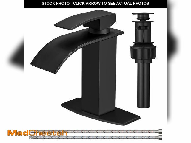 Lot 74-12709908 - BESy Black Waterfall Bathroom Faucet, Single Hole 1 Hole 3 Holes Single Handle Bathroom Sink Faucet,...