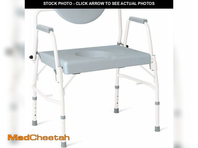Lot 74-13041521 - Medline Bariatric Drop-Arm Commode - Heavy Duty Steel Toilet Chair for Disabled and Elderly, 1,000 l...