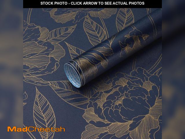 Lot 74-12053088 - Vinjiasin Peel and Stick Wallpaper for Bedroom Removable Self Adhesive Wall Paper Dark Blue and Gold...