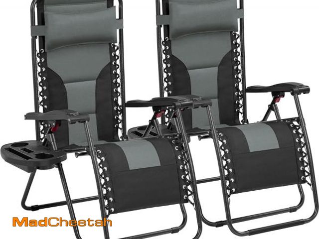 Lot 74-12098650 - Yaheetech Padded Zero Gravity Recliner, Foldable Outdoor Patio Chairs, Adjustable Anti Gravity Loung...