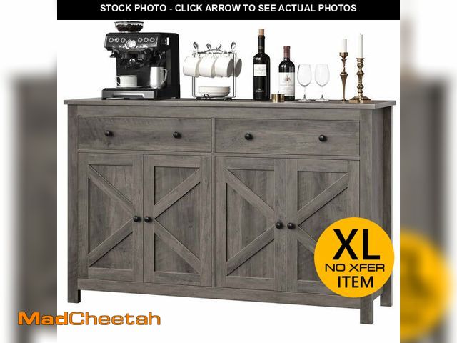 Lot 74-12679615 - Homfa 55'' Kitchen Sideboard Buffet Cabinet, 4-Doors 2-Drawers Farmhouse Storage Cabinet with Adjust...