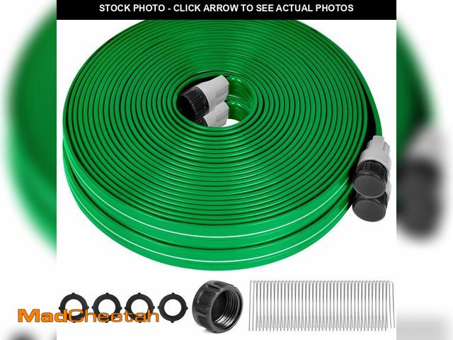 Lot 74-14385381 - Sprinkler Hose with Holes, 100FT (50FT x 2) Heavy Duty Flat Soaker Hoses, Watering Garden Drip Irrig...