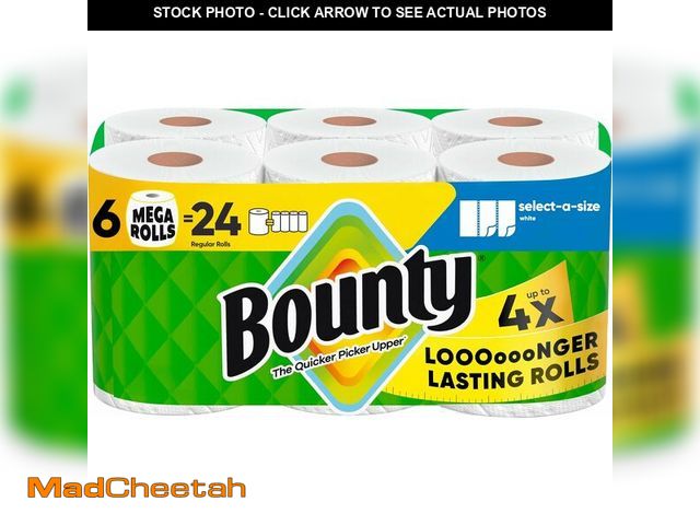 Lot 74-14305410 - Bounty Select-A-Size Paper Towels, White, 6 Mega Rolls = 24 Regular Rolls - UNUSED