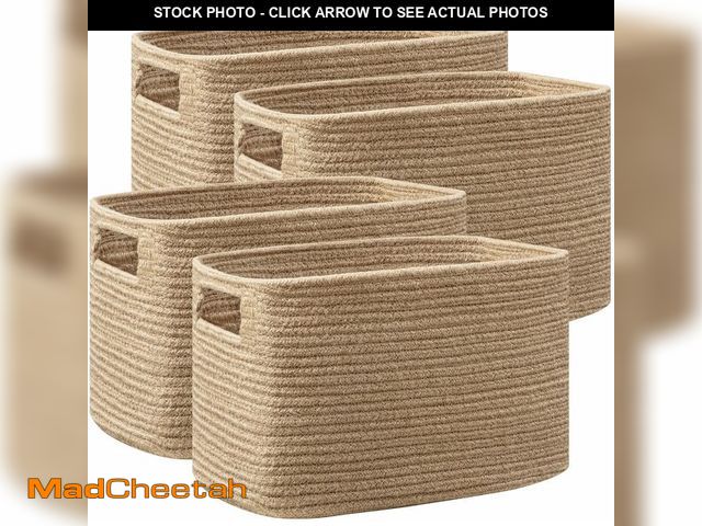 Lot 74-14214591 - UBBCARE 4 Pack Storage Baskets for Organizing, Shelf Baskets with Handles, Woven Storage Baskets for...