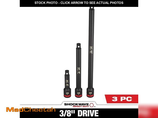 Lot 74-14607035 - Milwaukee SHOCKWAVE Impact Duty 3/8 in. Drive Extension Set (3-Piece) 49-66-6714 - UNUSED
